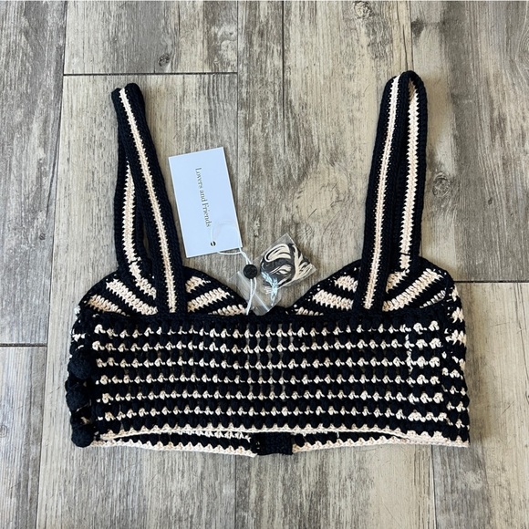 Lovers And Friends Tropica Knit Top in Black and Tan - Picture 5 of 7